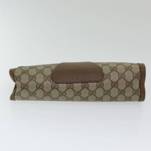 GUCCI GG Supreme Web Sherry Line Clutch Bag PVC Leather Beige Red Auth 84566 - Picture 6 of 16
